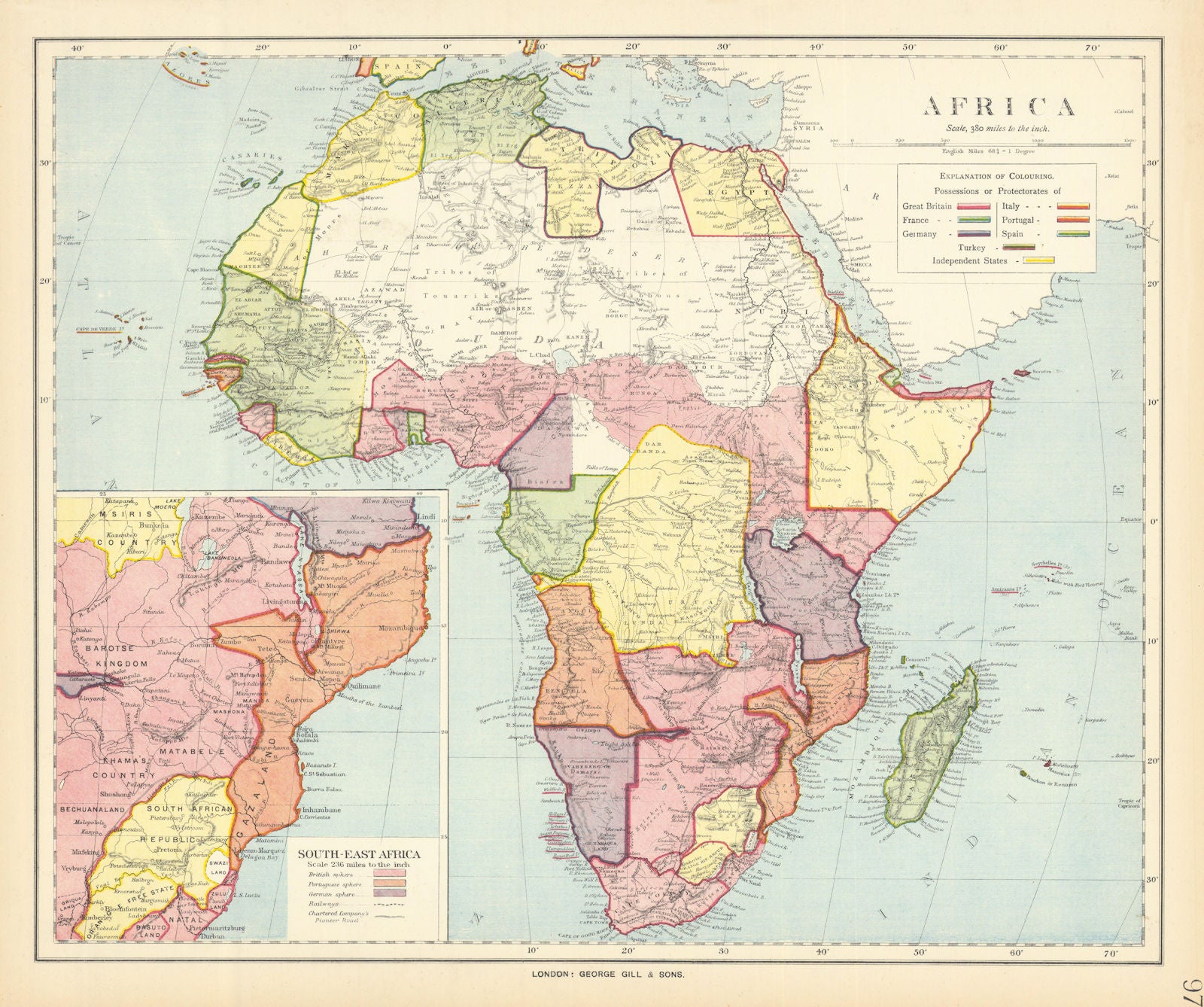 COLONIAL AFRICA. International African Association (Congo). LETTS 1892 old map